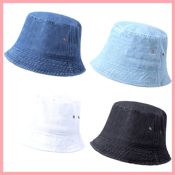 Cotton Denim Bucket Hat Packable for Summer Travel Beach Fishing main image 7